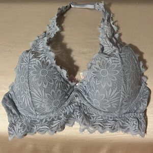 Victoria's secret light blue lavender lightly lined bralette floral bra